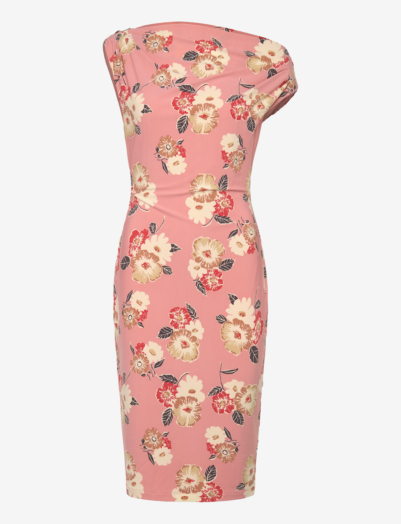 Lauren Ralph Lauren - Floral Jersey Off-the-Shoulder Dress - korta klänningar - pink multi - 0