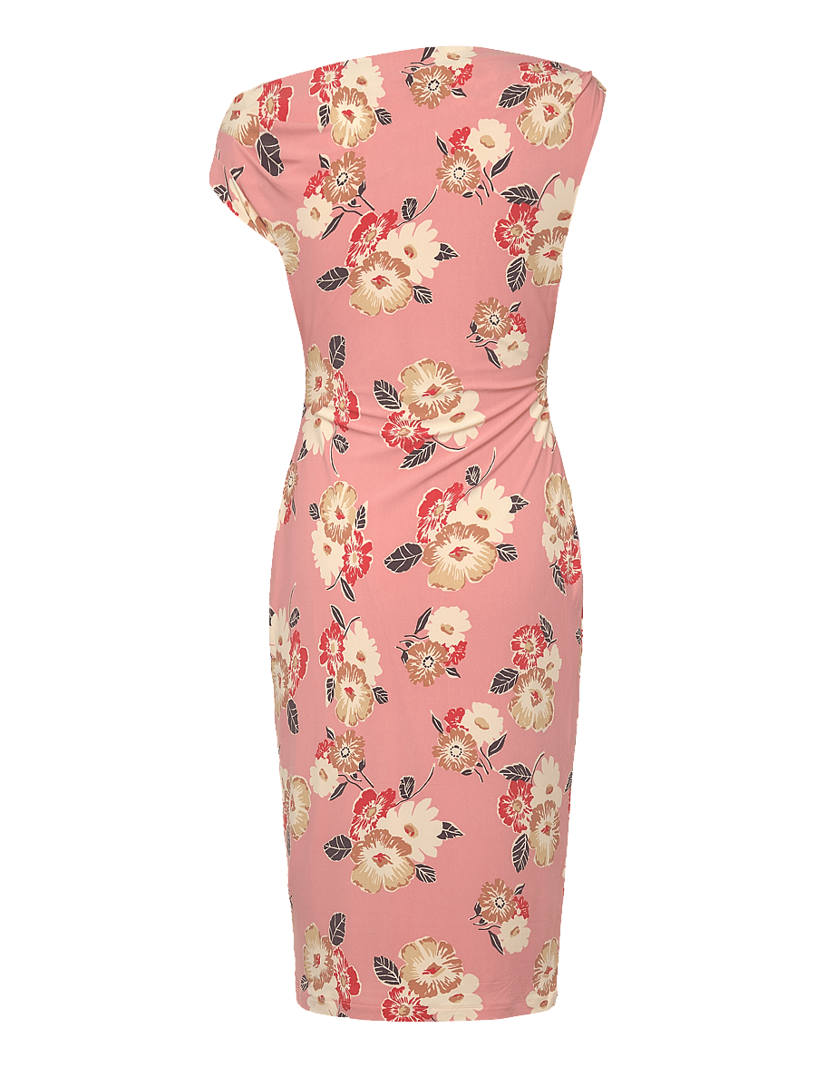 Lauren Ralph Lauren - Floral Jersey Off-the-Shoulder Dress - sukienki krótkie - pink multi - 1