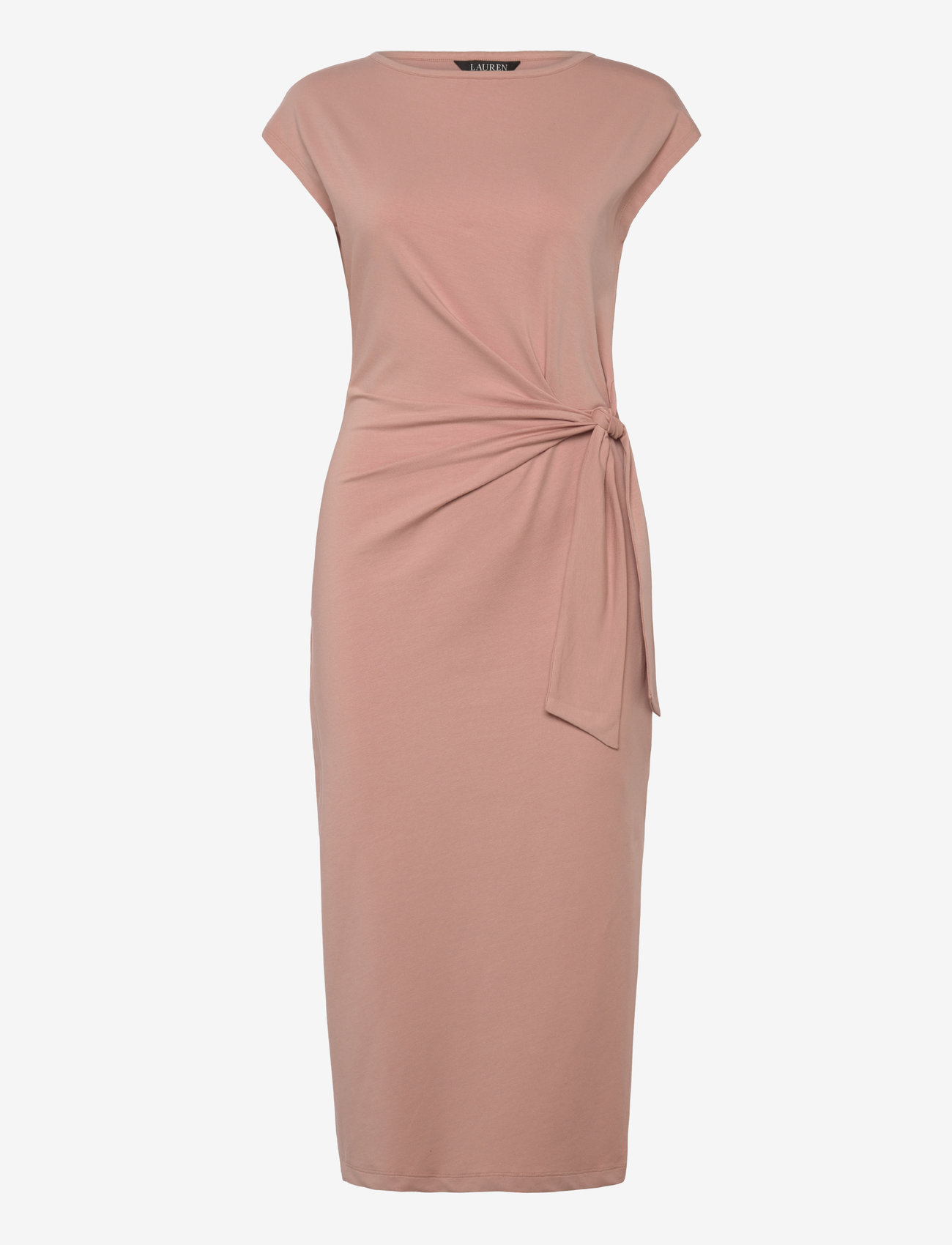 Lauren Ralph Lauren Tie-front Jersey Boatneck Midi Dress