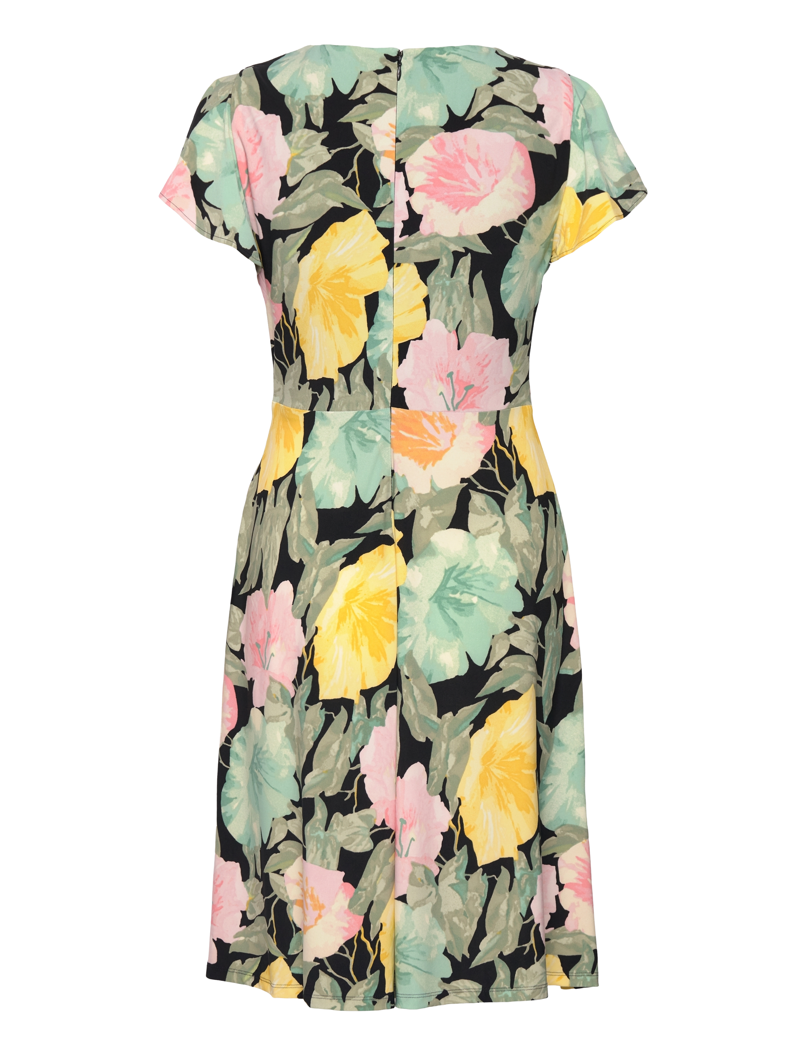Lauren Ralph Lauren - Floral Stretch Jersey Surplice Dress - black/pink/green - 1