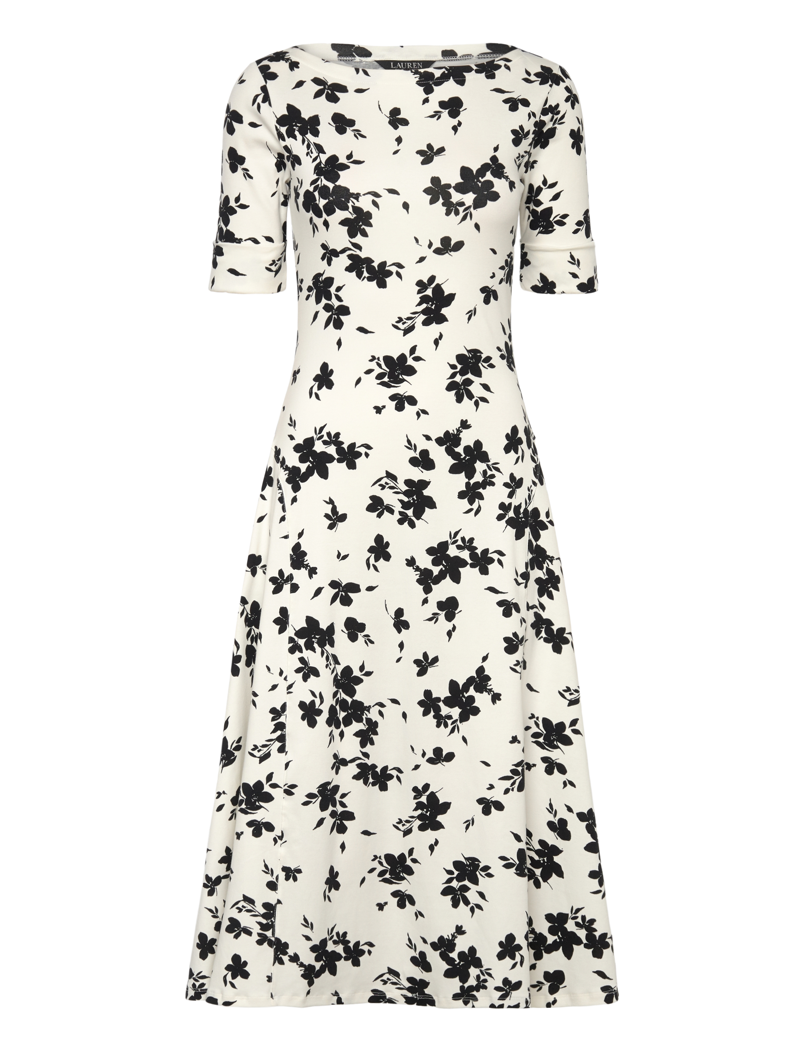 Lauren Ralph Floral Stretch Cotton Midi Dress, XS, Dresses, Creme - Knee-length & Midi, Frauen