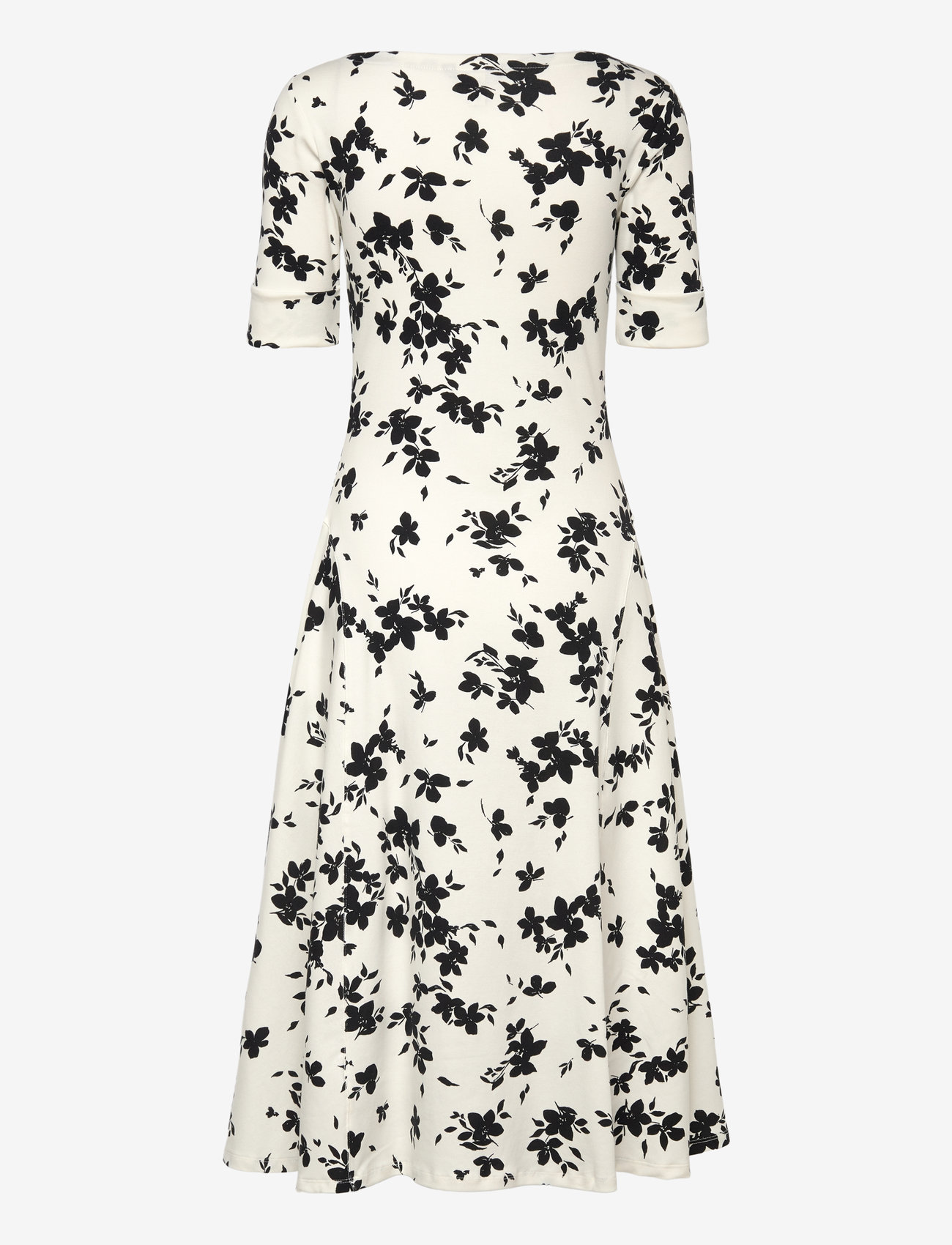 Lauren Ralph Lauren - Floral Stretch Cotton Midi Dress - cocktailklänningar - cream/black - 1