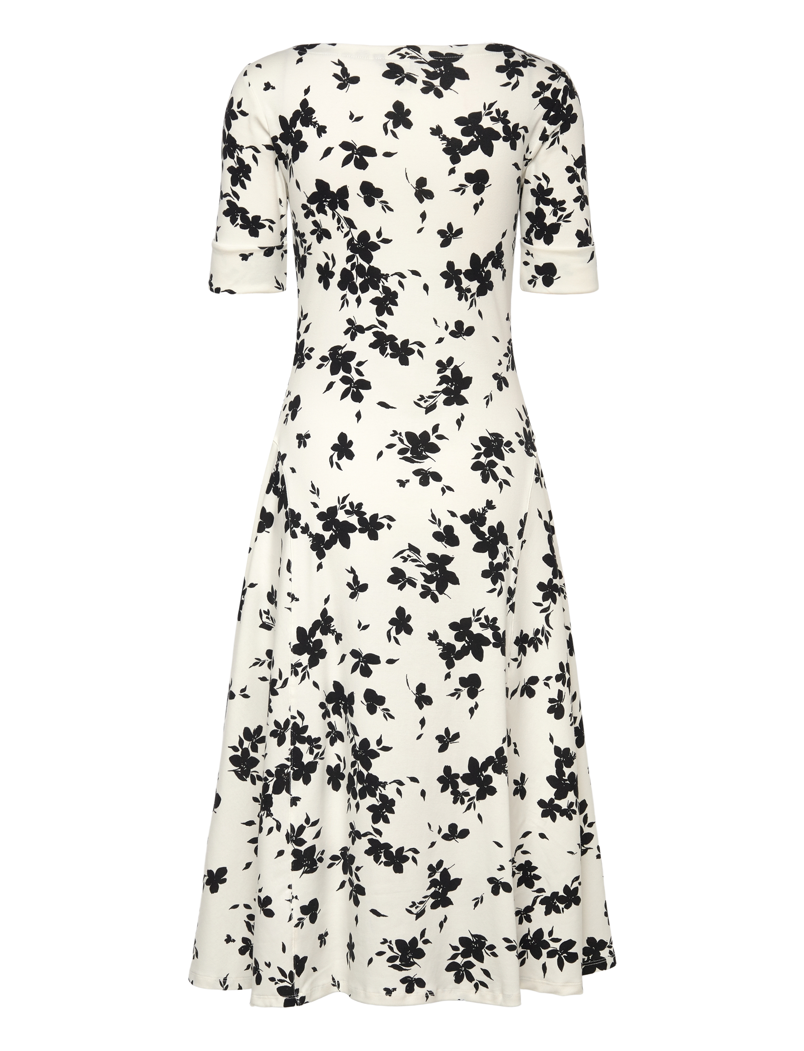 Lauren Ralph Lauren - Floral Stretch Cotton Midi Dress - robes de cocktail - cream/black - 1