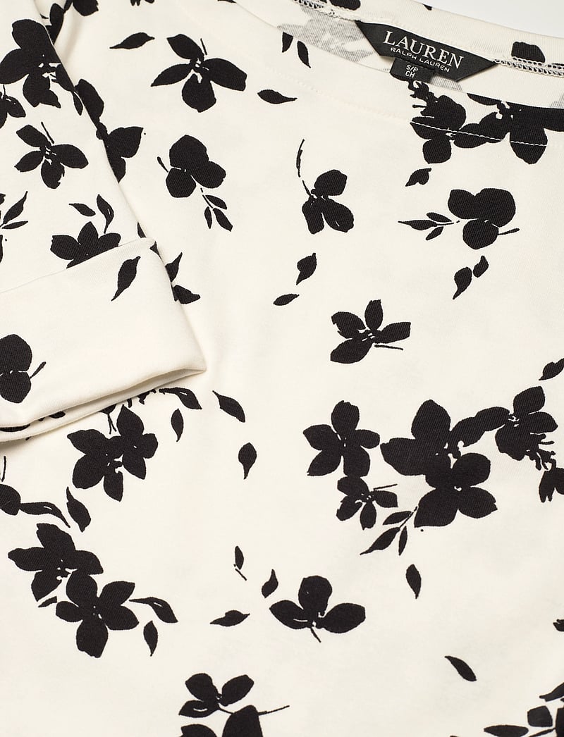 Lauren Ralph Lauren - Floral Stretch Cotton Midi Dress - cocktailklänningar - cream/black - 2