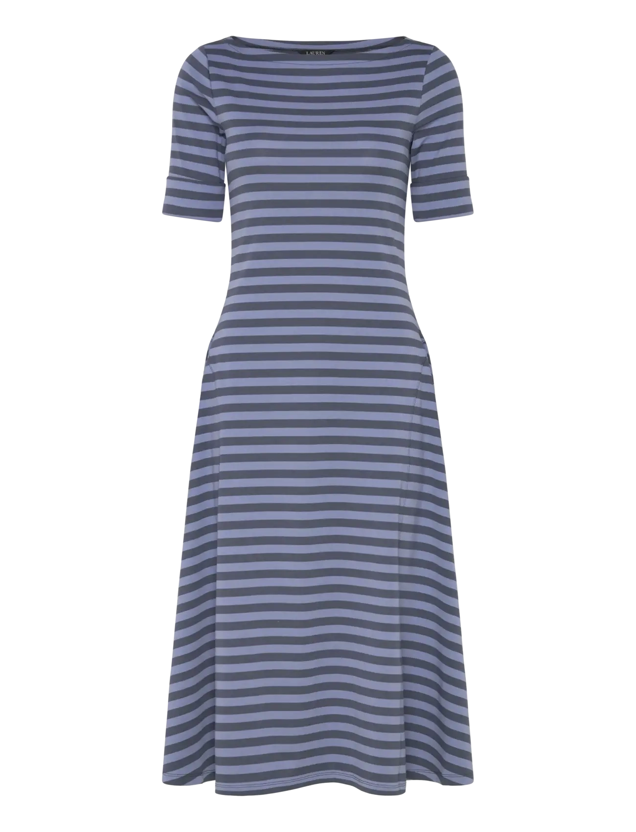 Lauren Ralph Lauren Striped Stretch Cotton Midi Dress - T-shirtkjoler - INDIGO/BLUE / blue