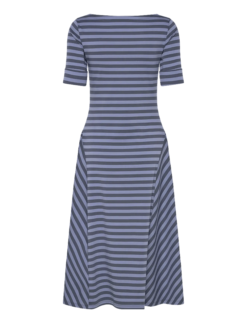 Lauren Ralph Lauren - Striped Stretch Cotton Midi Dress - t-shirt-kleider - indigo/blue - 1