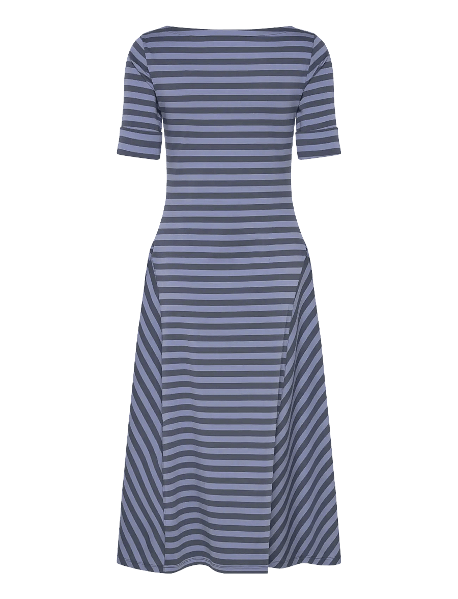 Lauren Ralph Lauren - Striped Stretch Cotton Midi Dress - t-shirt-kleider - indigo/blue - 1