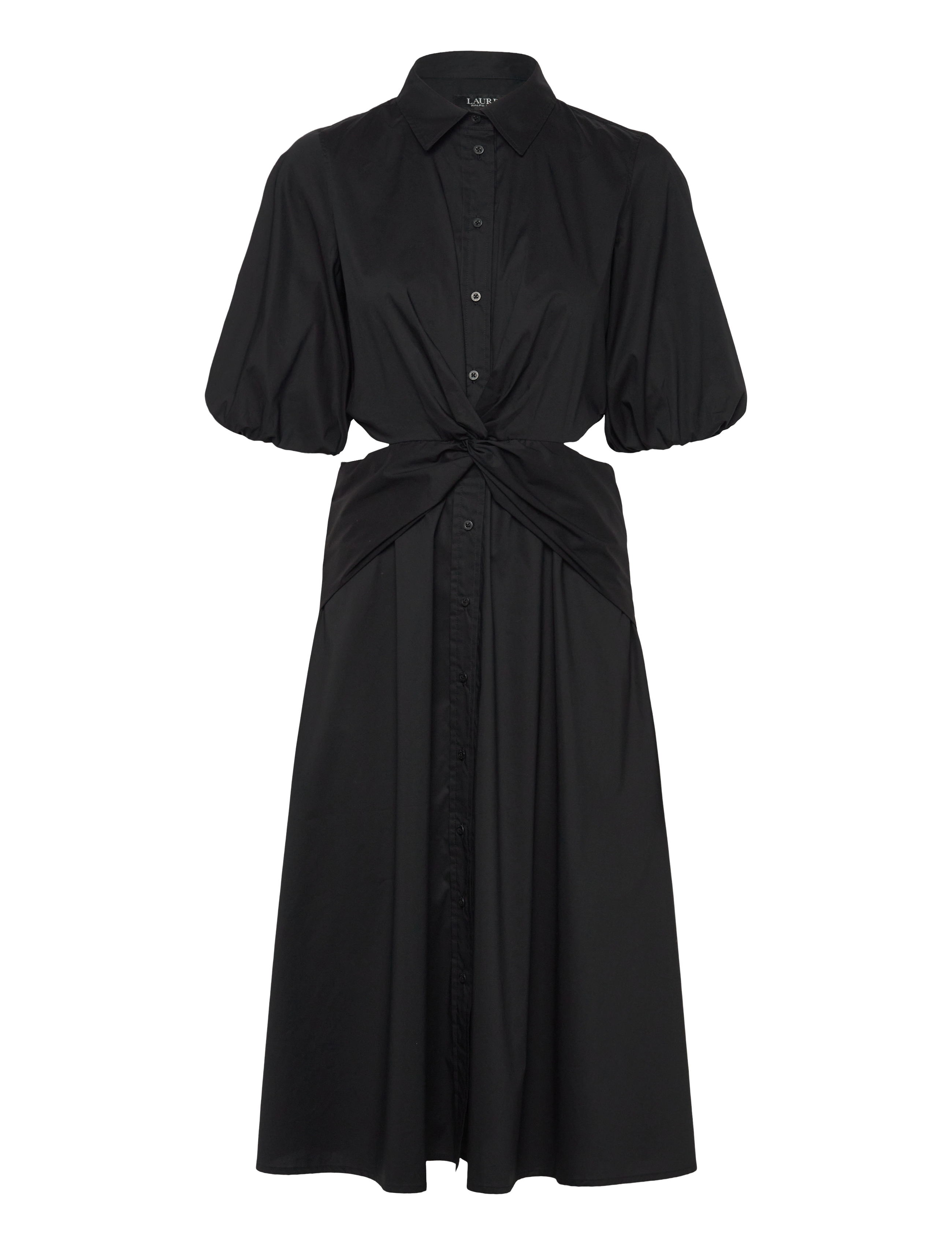 LAUREN RALPH LAUREN Baumwolle-Blend Bubble-Sleeve Shirtdress Schwarz - 40 - Damen