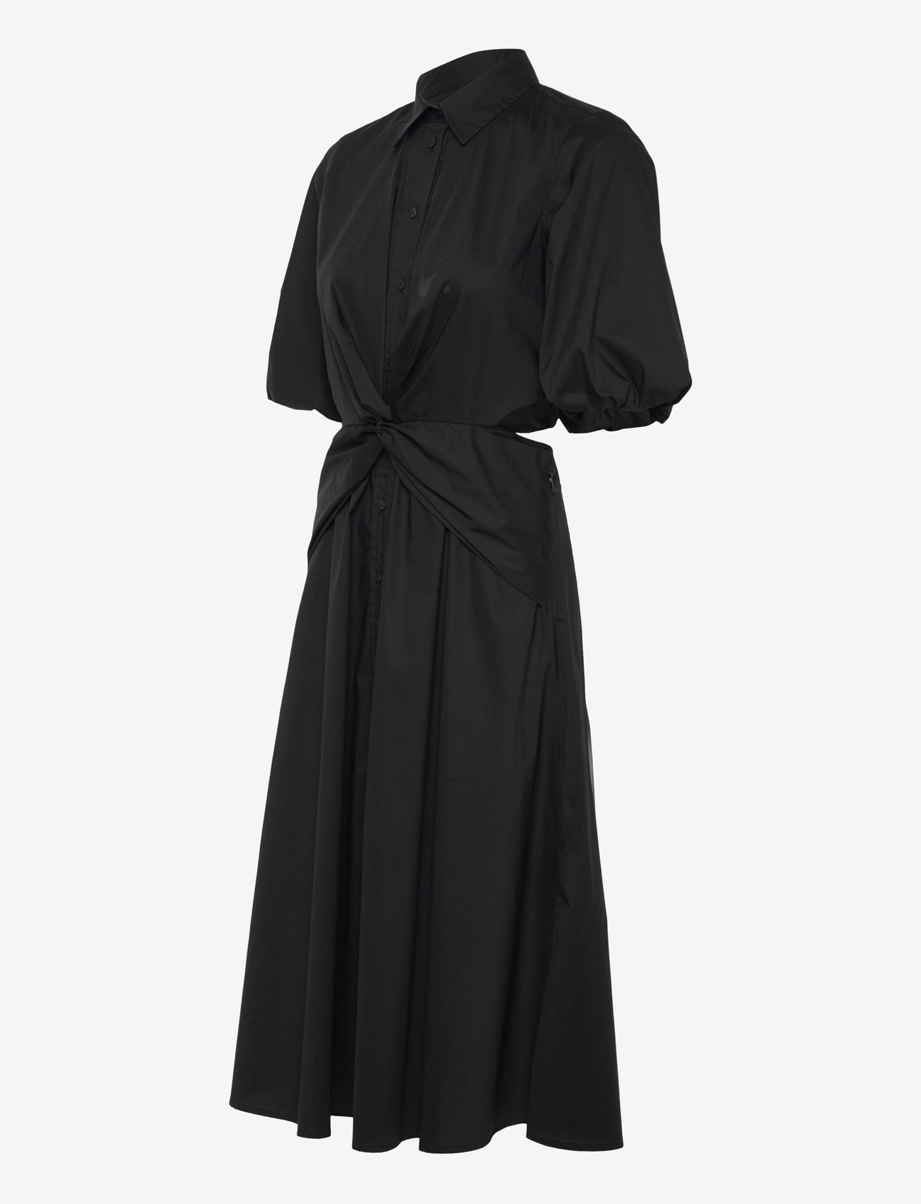 Lauren Ralph Lauren - Cotton-Blend Bubble-Sleeve Shirtdress - kreklkleitas - black - 2