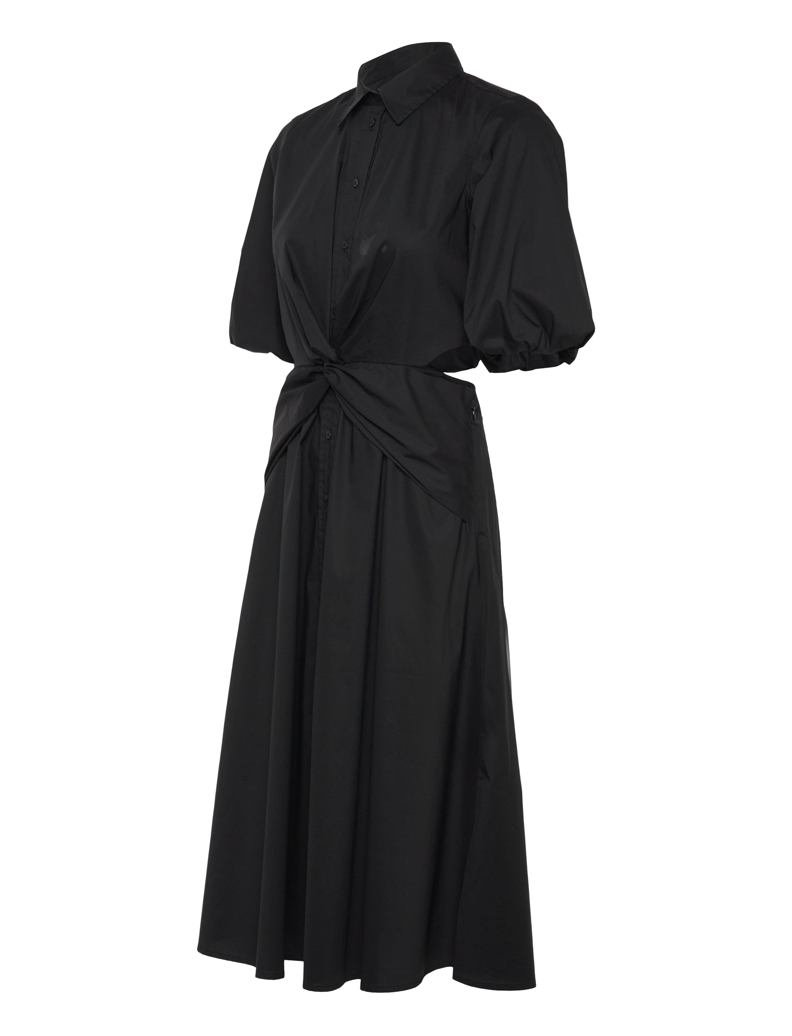 Lauren Ralph Lauren - Cotton-Blend Bubble-Sleeve Shirtdress - robes chemises - black - 2