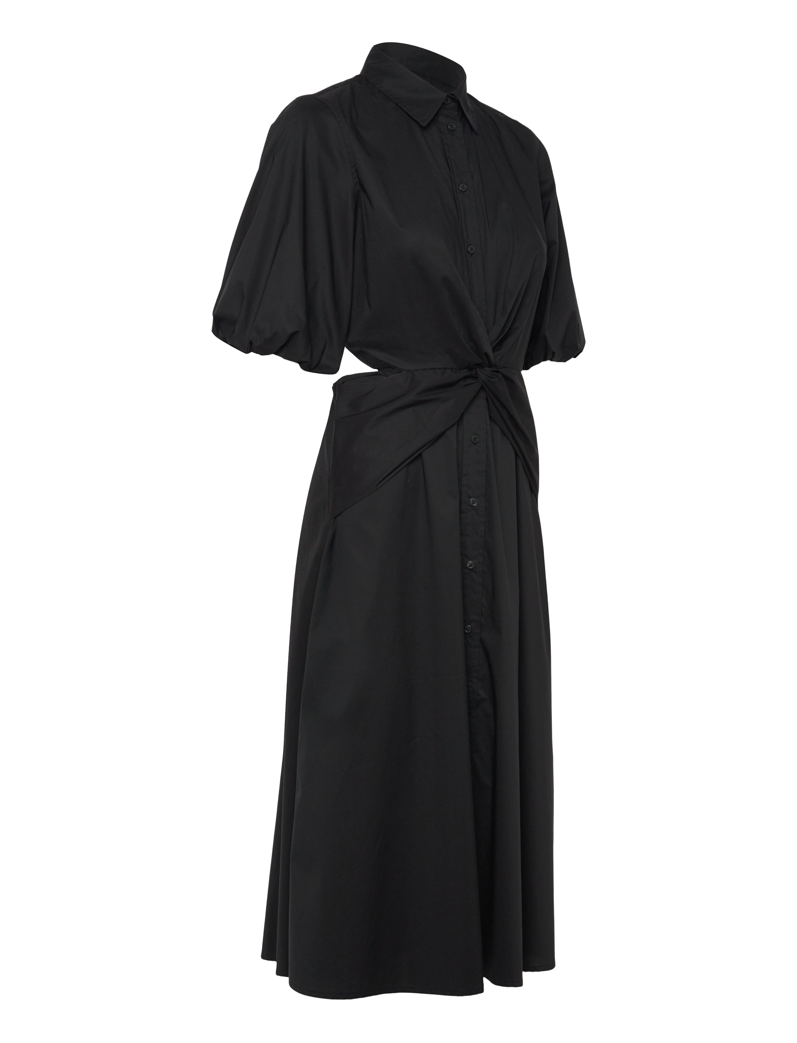 Lauren Ralph Lauren - Cotton-Blend Bubble-Sleeve Shirtdress - robes chemises - black - 3