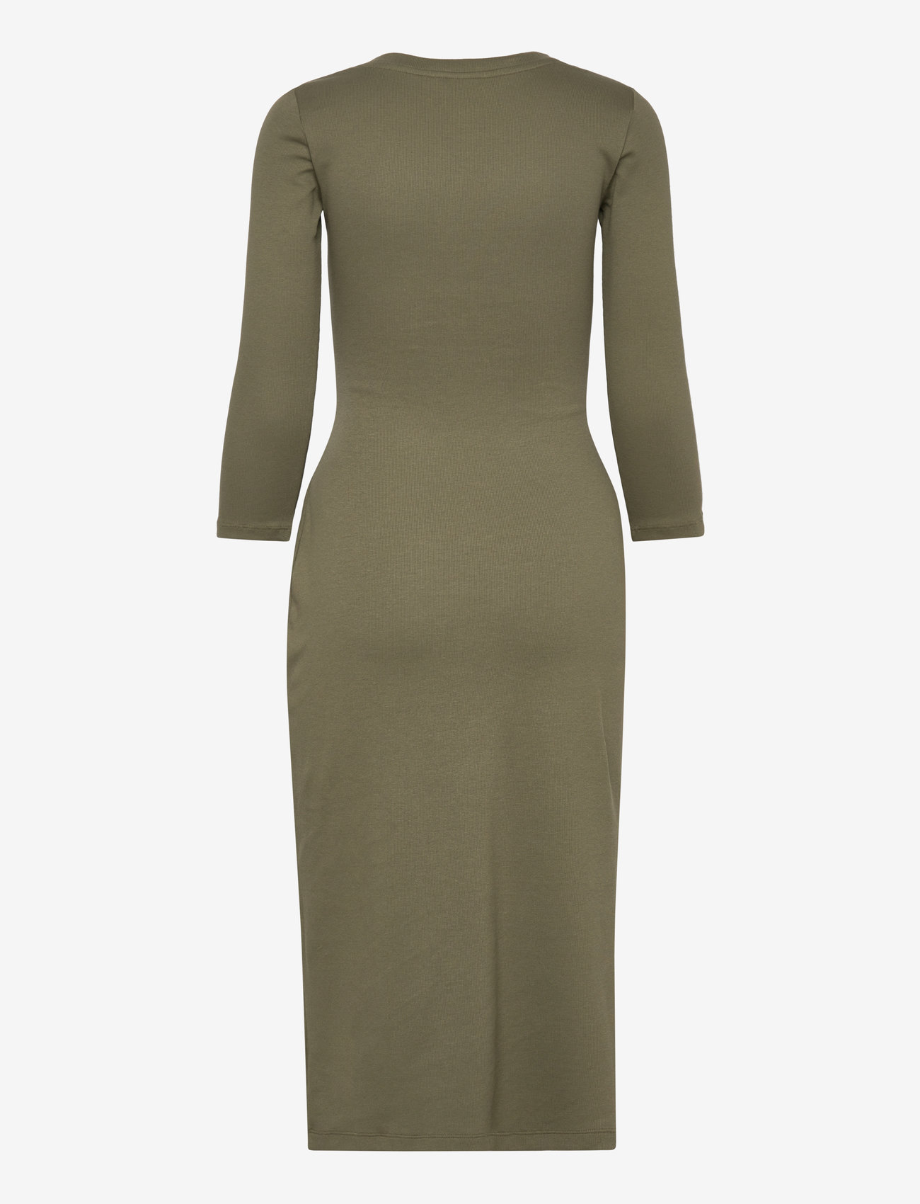 Lauren Ralph Lauren - Tie-Front Cotton-Blend Crewneck Dress - stickade klänningar - sage green - 1