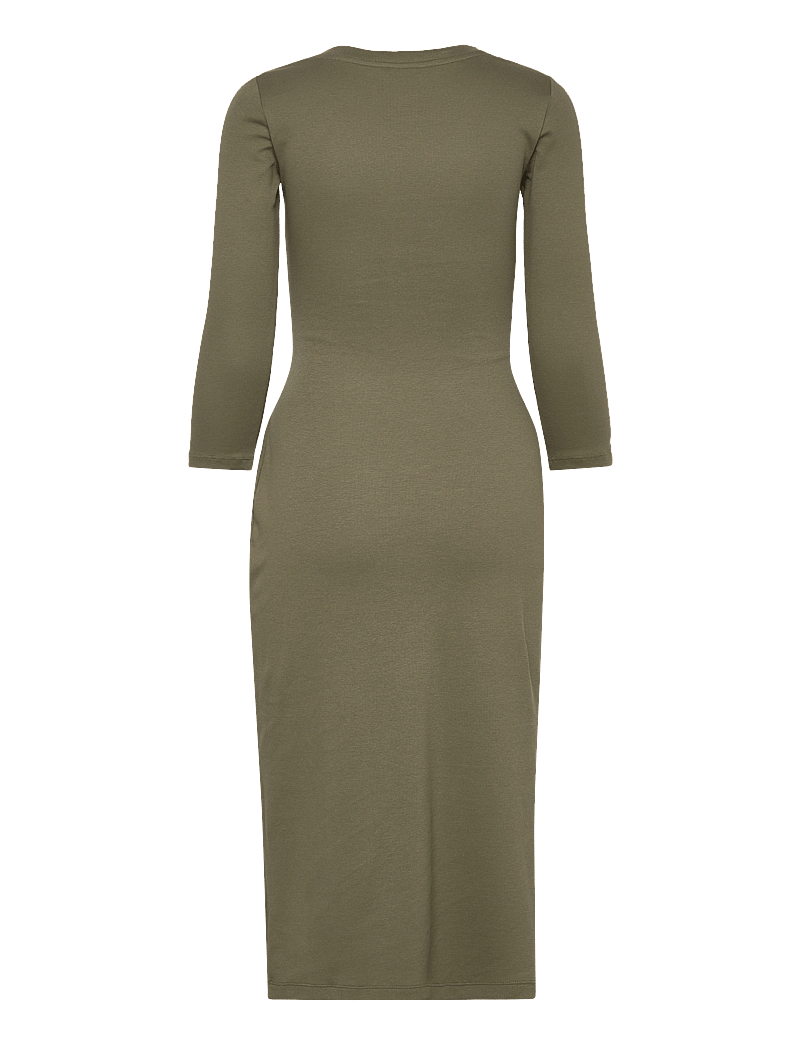 Lauren Ralph Lauren - Tie-Front Cotton-Blend Crewneck Dress - knitted dresses - sage green - 1