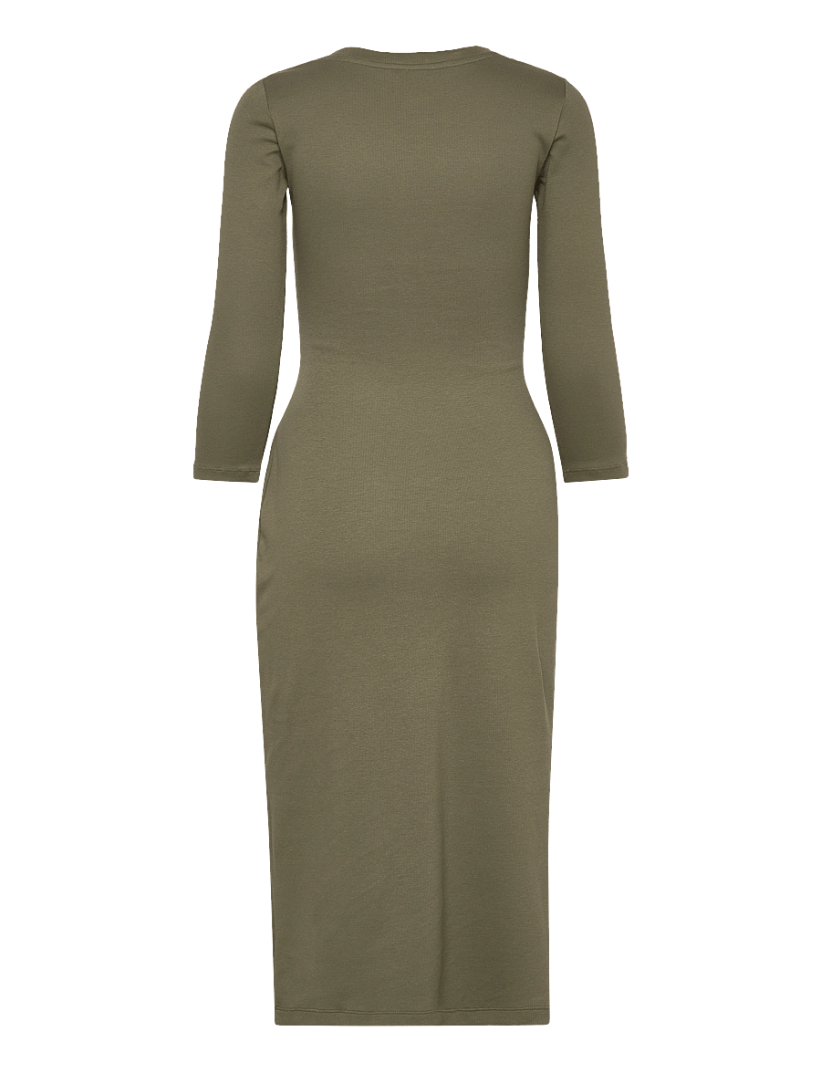 Lauren Ralph Lauren - Tie-Front Cotton-Blend Crewneck Dress - knitted dresses - sage green - 1
