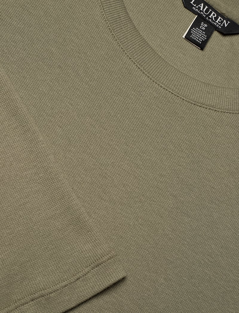 Lauren Ralph Lauren - Tie-Front Cotton-Blend Crewneck Dress - knitted dresses - sage green - 3