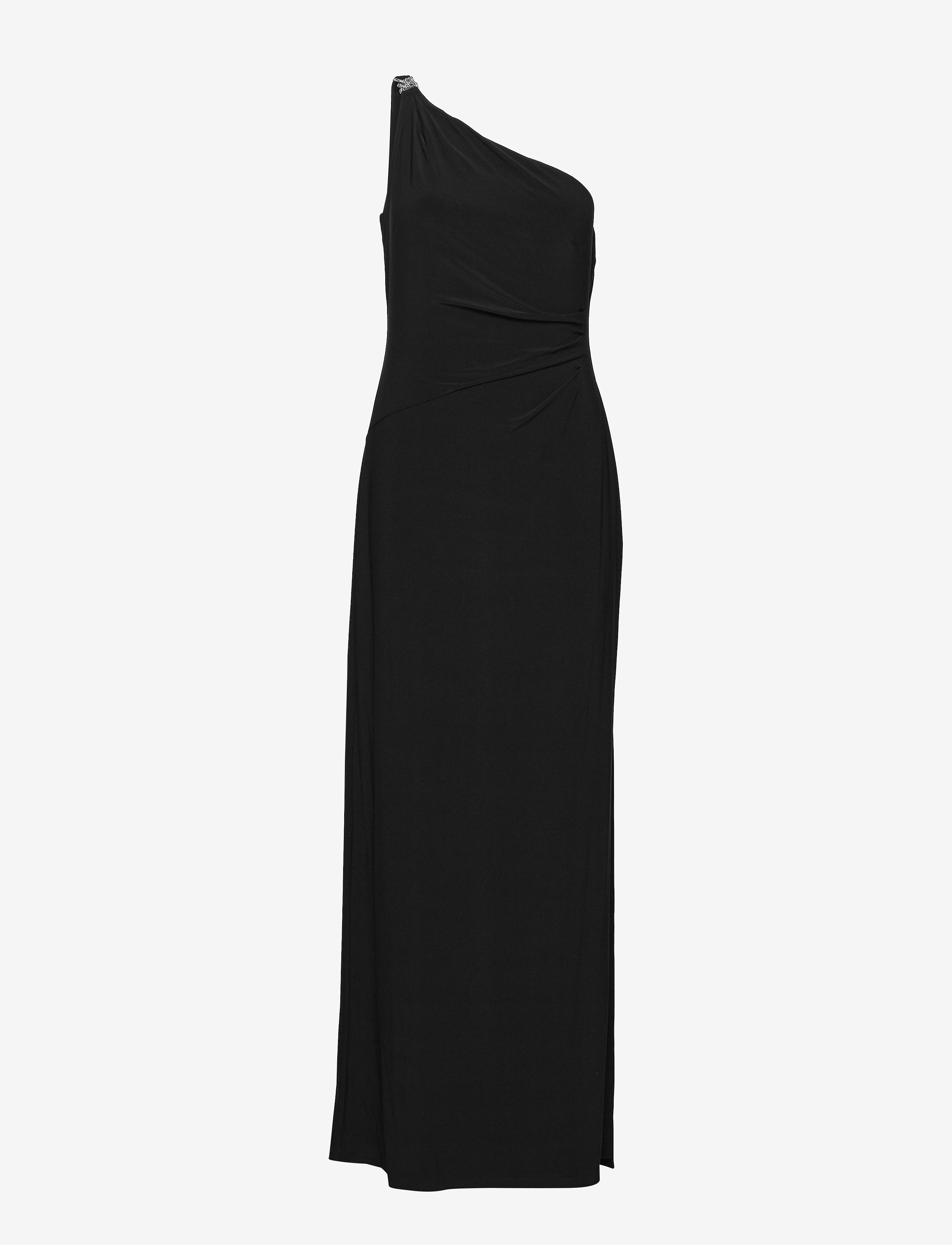 Jersey One-Shoulder Gown - BLACK