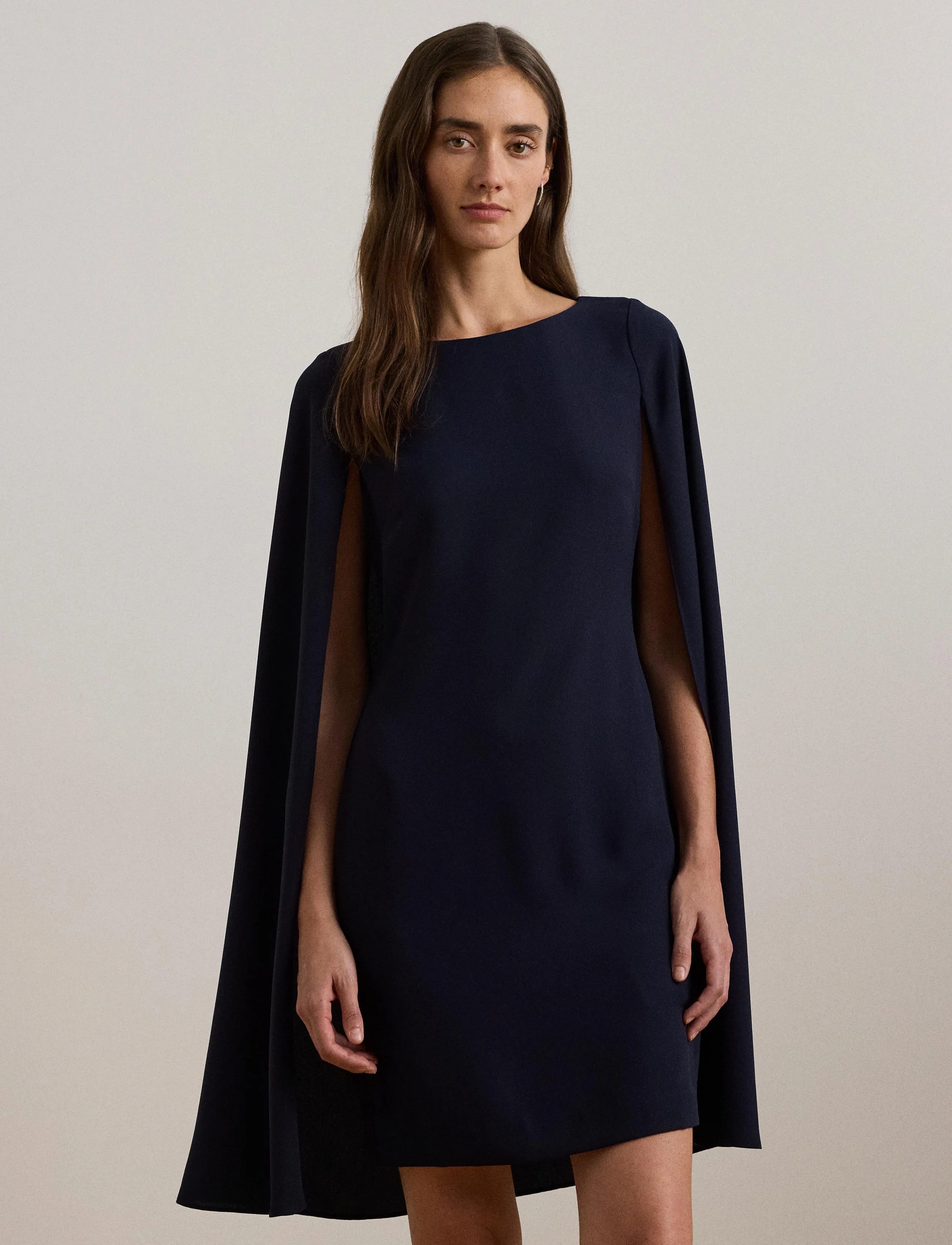 Lauren Ralph Cape Georgette Cocktail Dress, 40, Dresses, Marineblau - Short Frauen