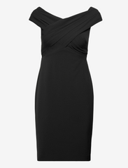 Crepe Off-the-Shoulder Cocktail Dress - BLACK