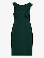 Crepe Off-the-Shoulder Cocktail Dress - SEASON GREEN
