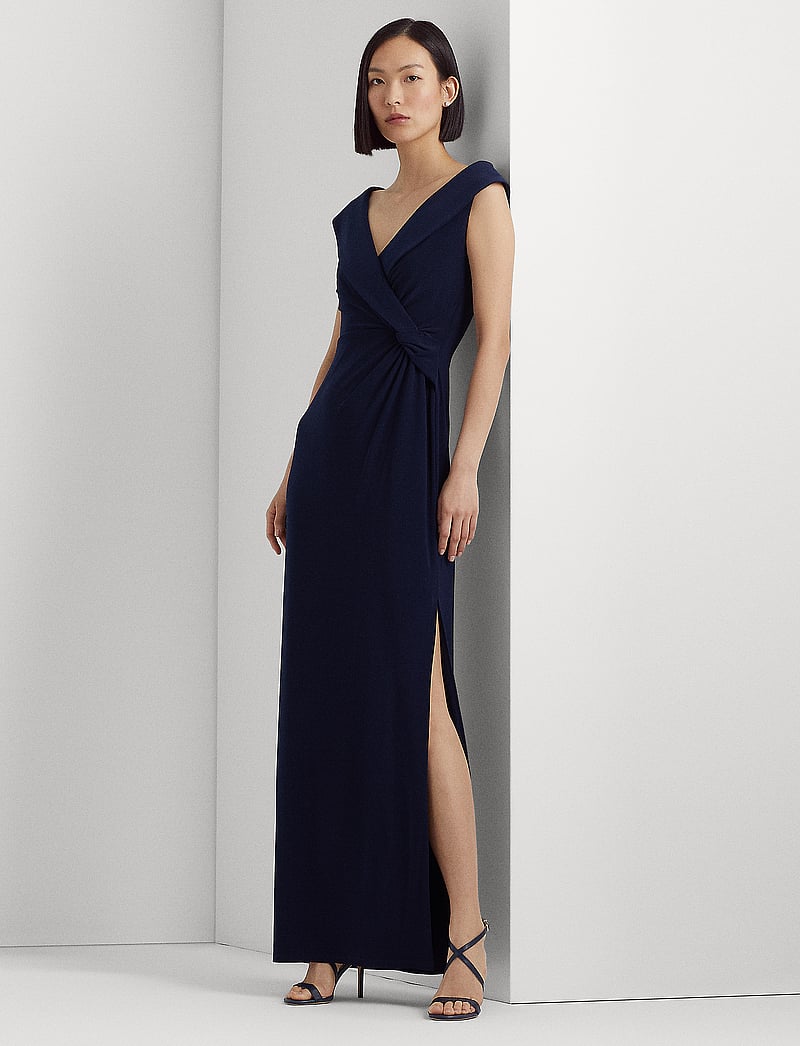 Lauren Ralph Lauren - Jersey Off-the-Shoulder Gown - aftenkjoler - lighthouse navy - 0