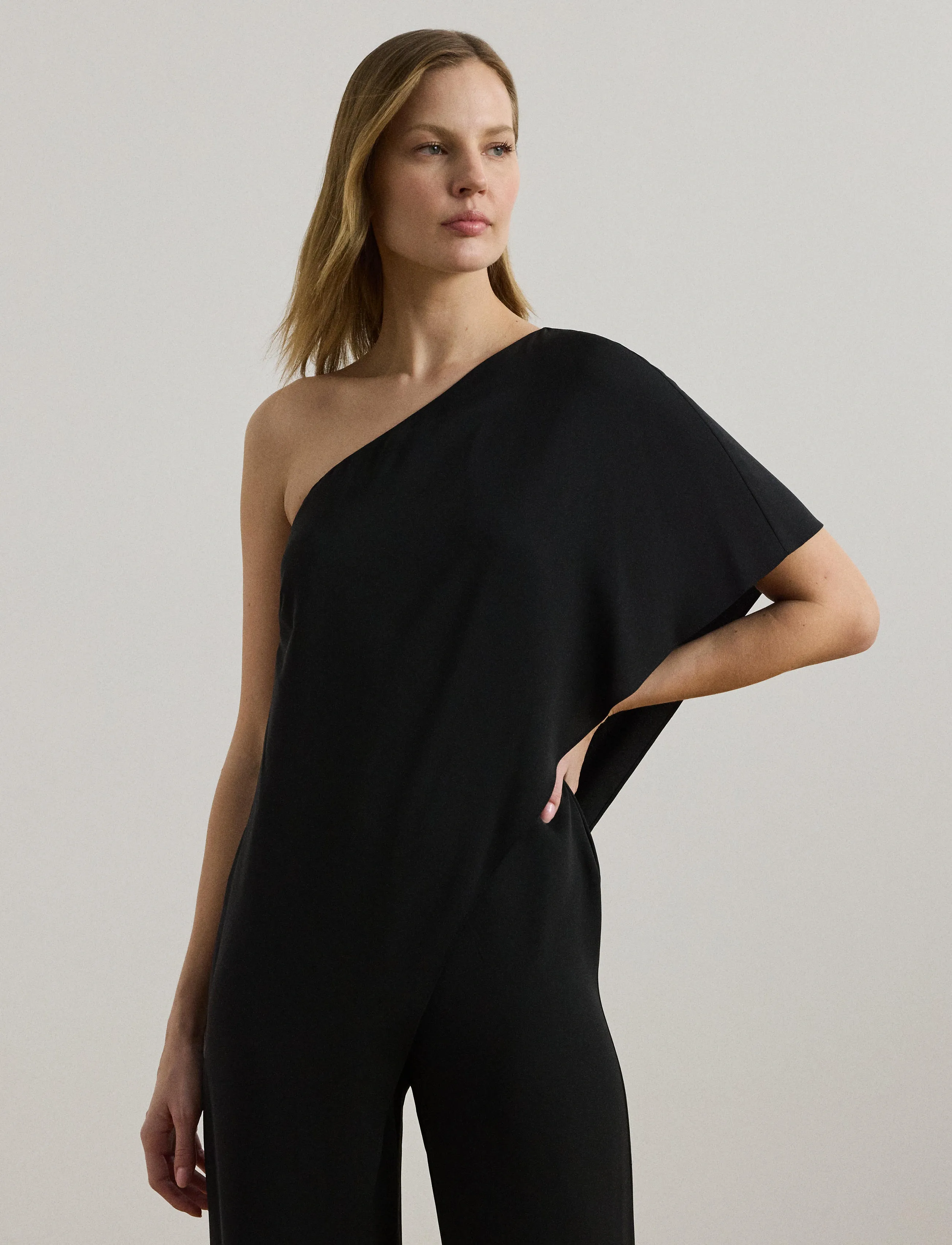 Lauren Ralph Lauren Silky Ggt 154-Jumpsuit, Kvinder, Én Skulder Jumpsuit, Sort, Str: 36