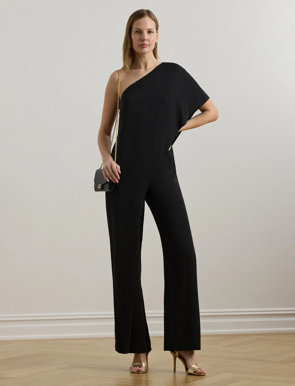Lauren Ralph Lauren - Cape Georgette One-Shoulder Jumpsuit - kleidung - black - 3