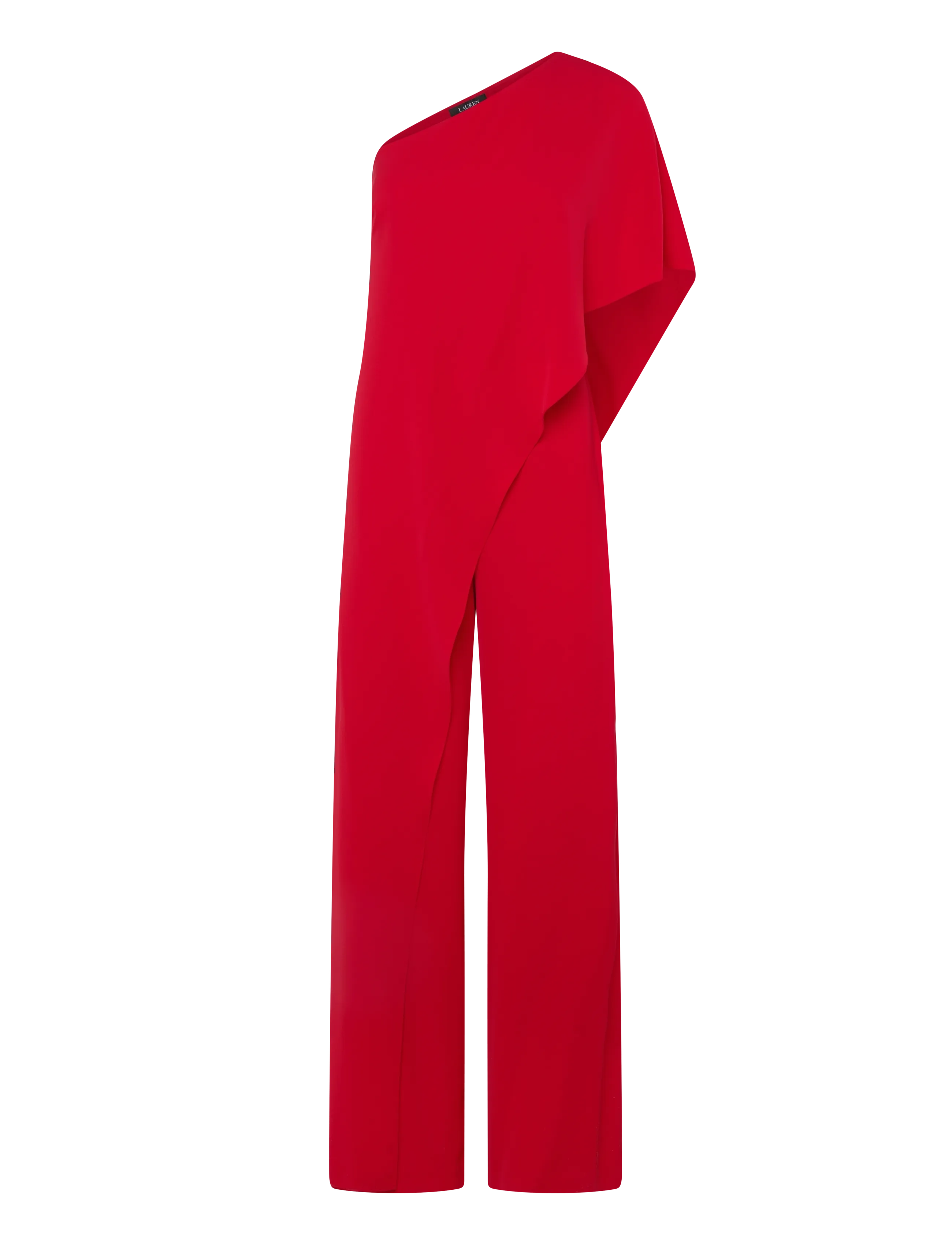 Lauren Ralph Lauren Cape Georgette One-Shoulder Jumpsuit, 42, Red, Underdele > Jumpsuits, Dame