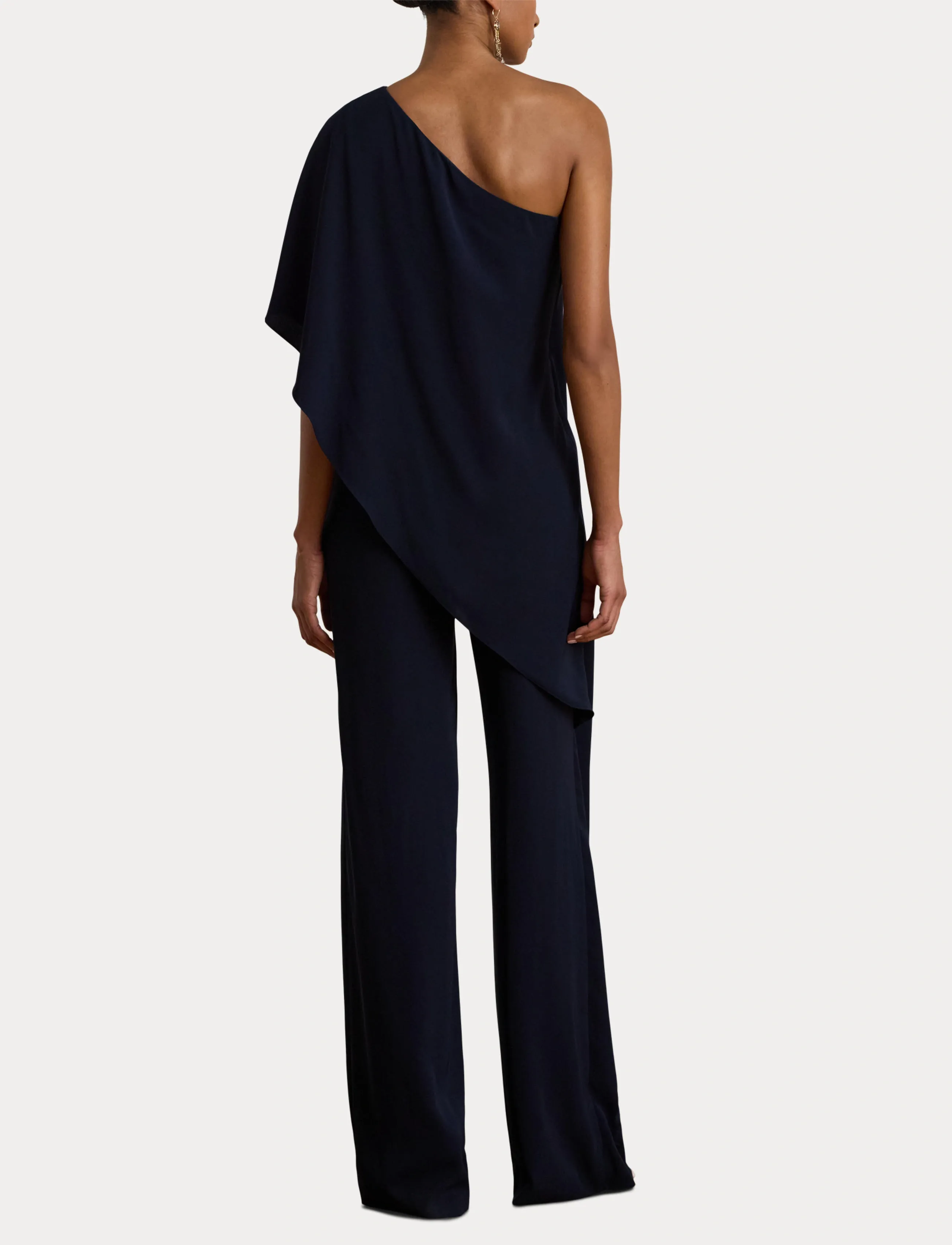 Lauren Ralph Lauren Cape Georgette One-Shoulder Jumpsuit - Lauren Ralph Lauren - LIGHTHOUSE NAVY / navy