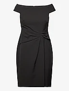 Crepe Off-the-Shoulder Cocktail Dress - BLACK