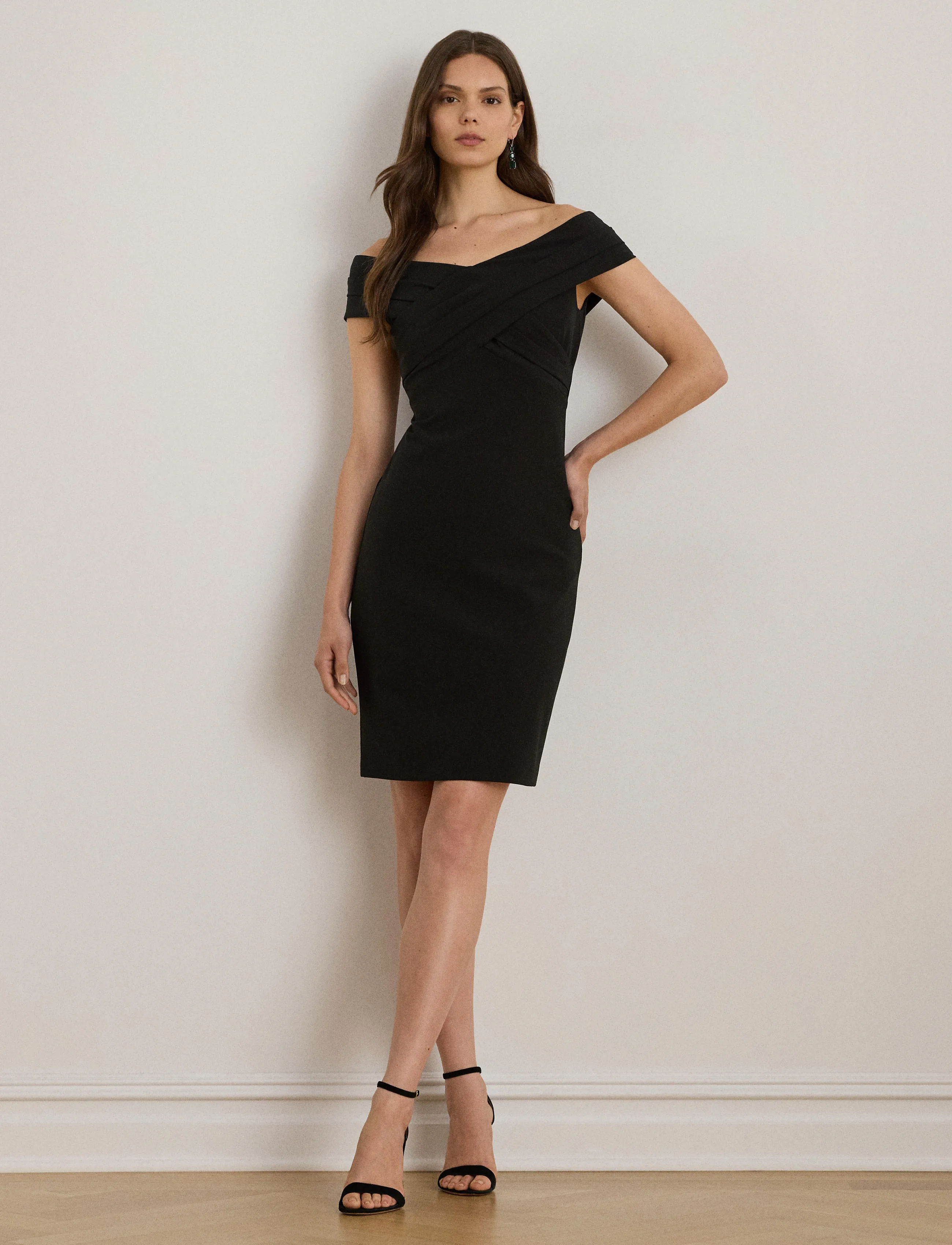 Lauren Ralph Lauren - Crepe Off-the-Shoulder Cocktail Dress - robes de cocktail - black - 3
