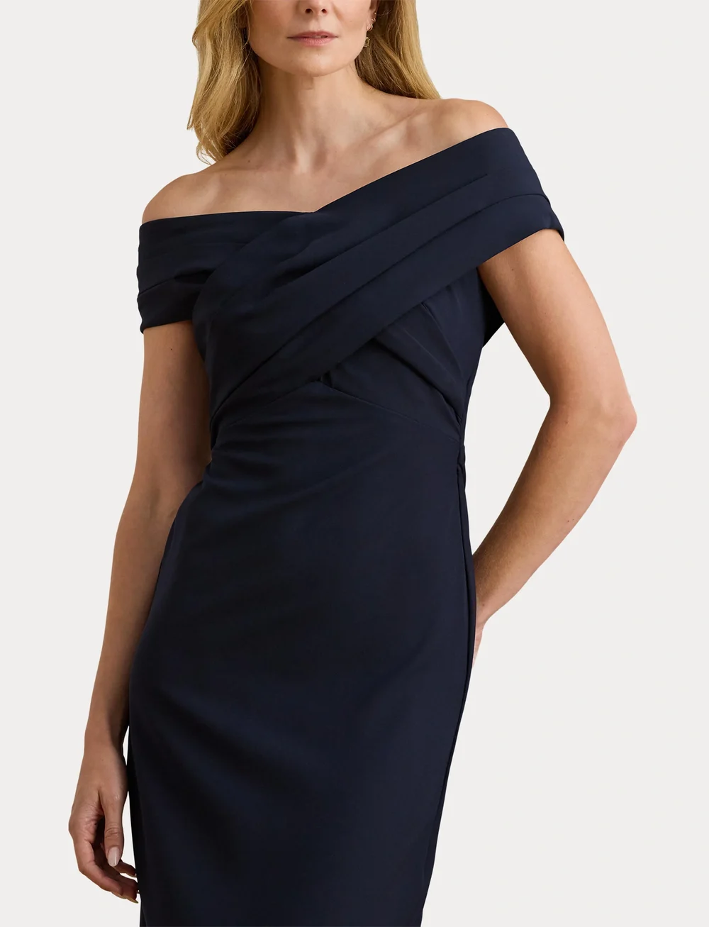 Lauren Ralph Lauren - Crepe Off-the-Shoulder Gown - aftonklänningar - lighthouse navy - 5