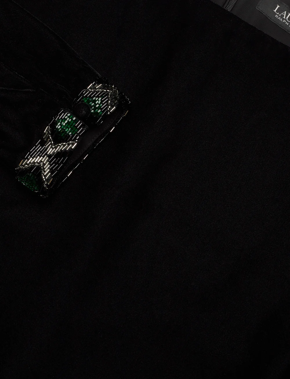 Lauren Ralph Lauren - Beaded-Trim Velvet Cocktail Dress - cocktailkjoler - black velvet - 2