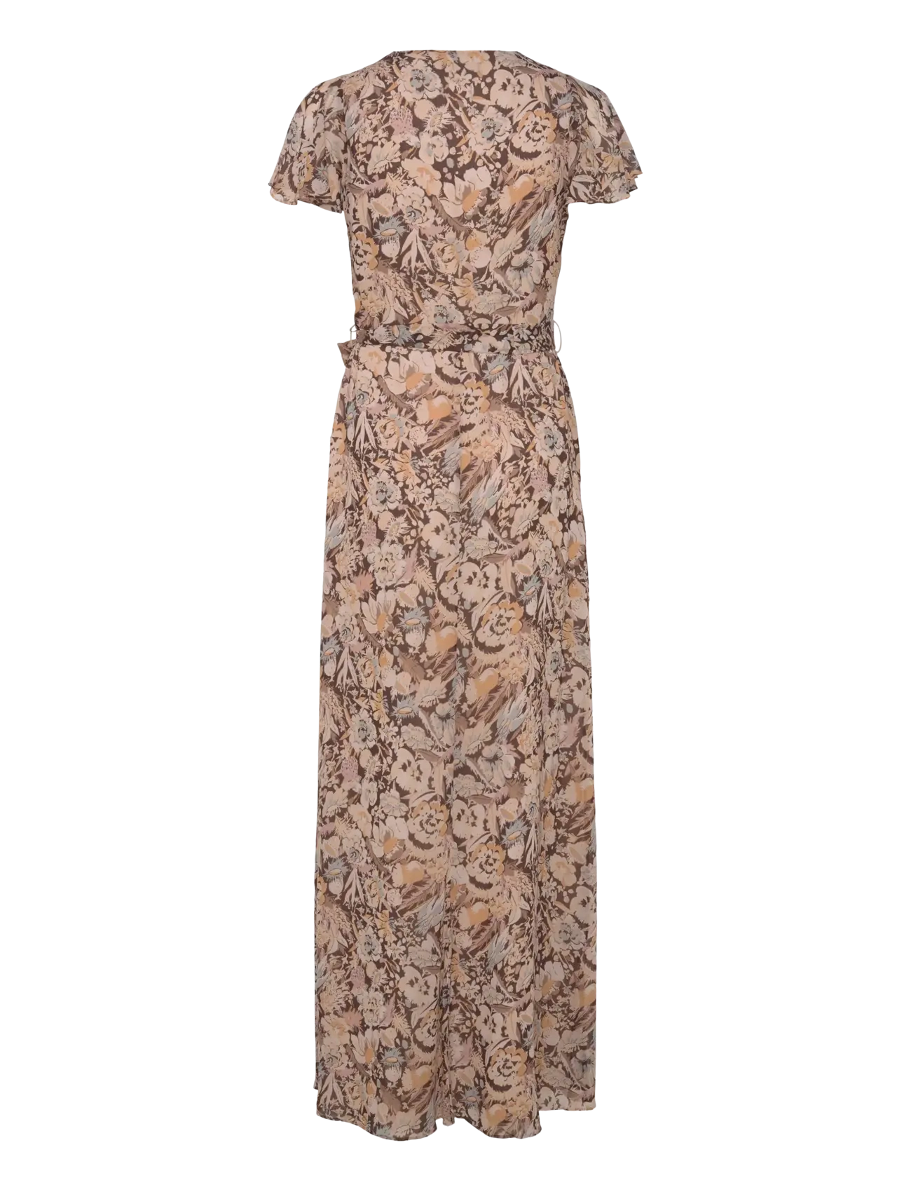 Lauren Ralph Lauren - Floral Belted Flutter-Sleeve Gown - robes portefeuille - brown multi - 1
