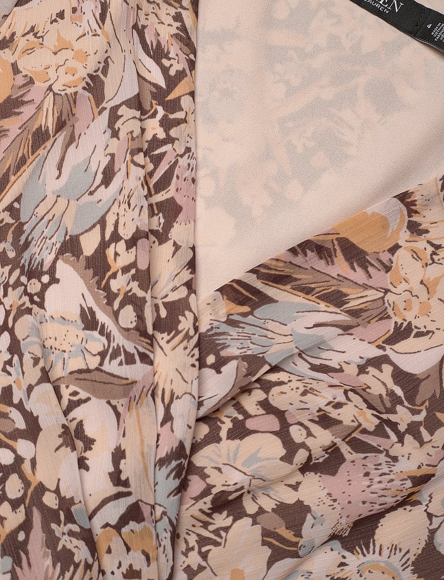 Lauren Ralph Lauren - Floral Belted Flutter-Sleeve Gown - robes portefeuille - brown multi - 2
