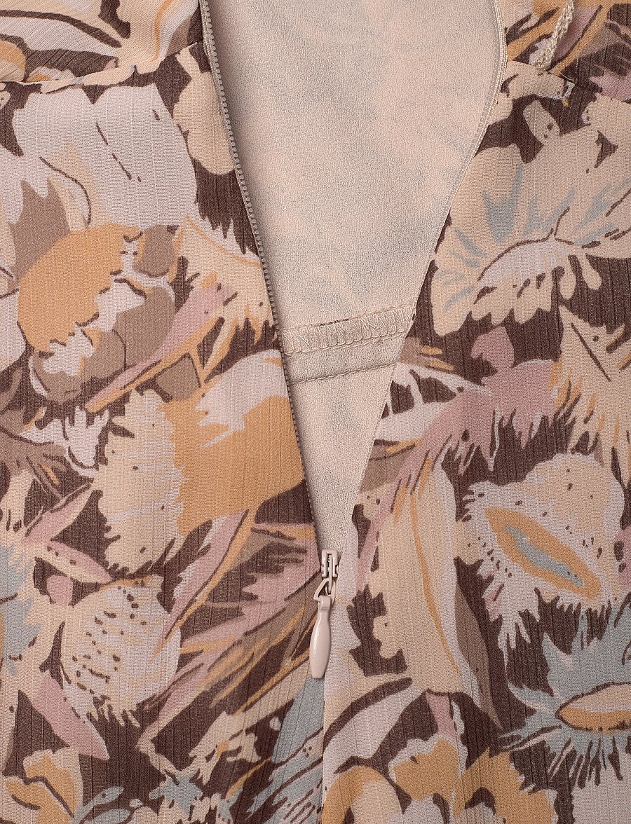Lauren Ralph Lauren - Floral Belted Flutter-Sleeve Gown - robes portefeuille - brown multi - 3