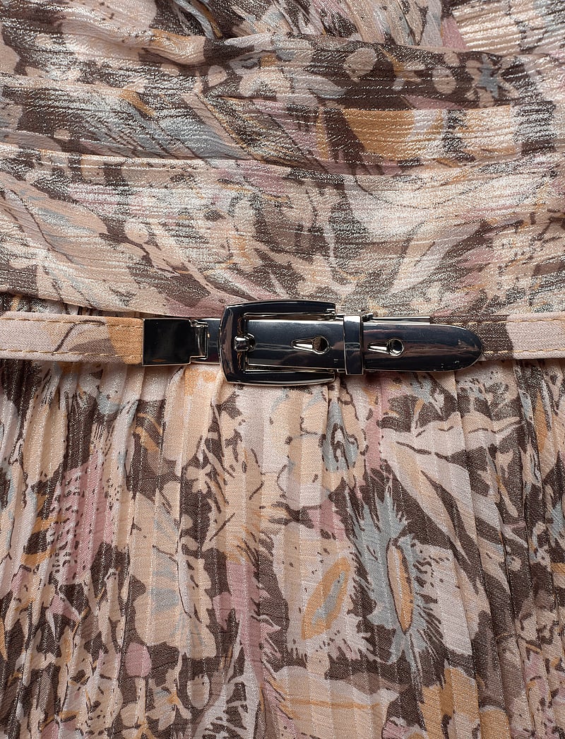 Lauren Ralph Lauren - Floral Metallic Chiffon Cocktail Dress - midiklänningar - brown multi - 3