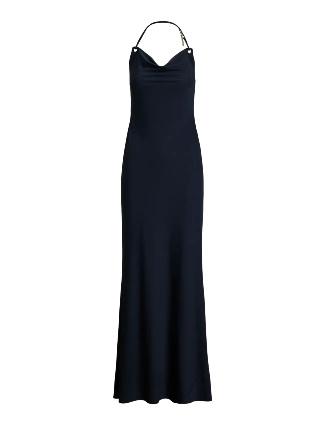 Jersey Cowlneck Halter Gown - SHADOW NAVY
