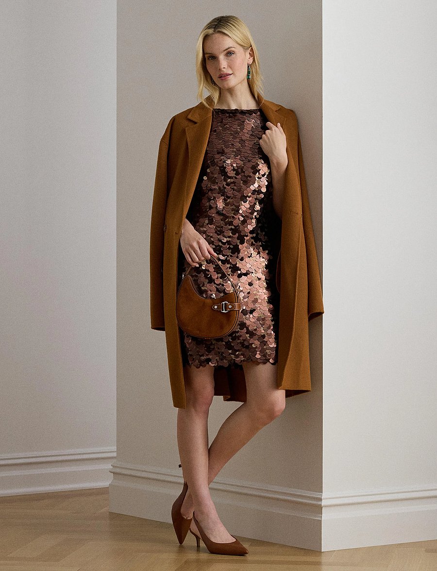 Lauren Ralph Lauren - Sequined Shift Cocktail Dress - paljettklänningar - chocolate multi - 3