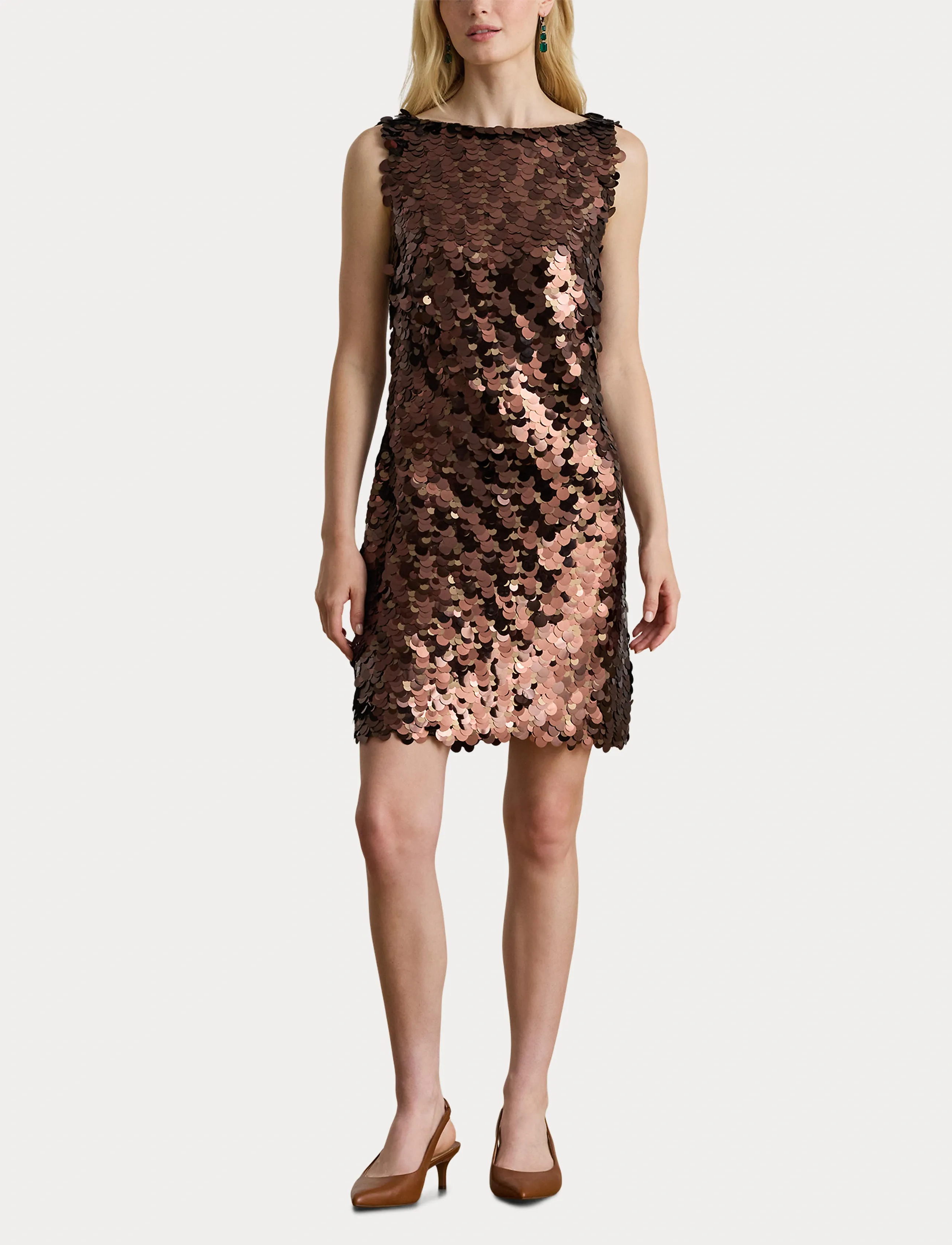 Lauren Ralph Lauren - Sequined Shift Cocktail Dress - sukienki z cekinami - chocolate multi - 4