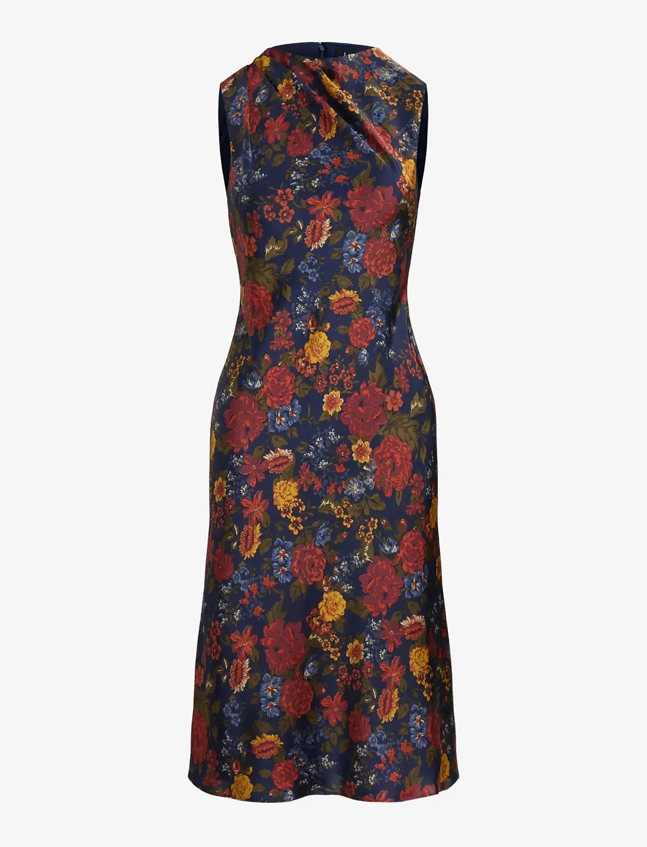 Lauren Ralph Lauren - Floral Pleated Charmeuse Cocktail Dress - cocktailkjoler - navy multi - 1