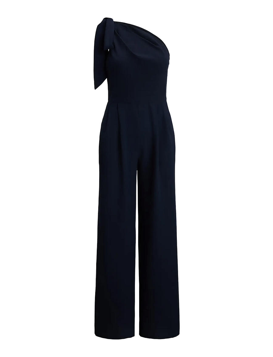 Lauren Ralph Lauren - Bow-Trim Crepe One-Shoulder Jumpsuit - lauren navy - 1