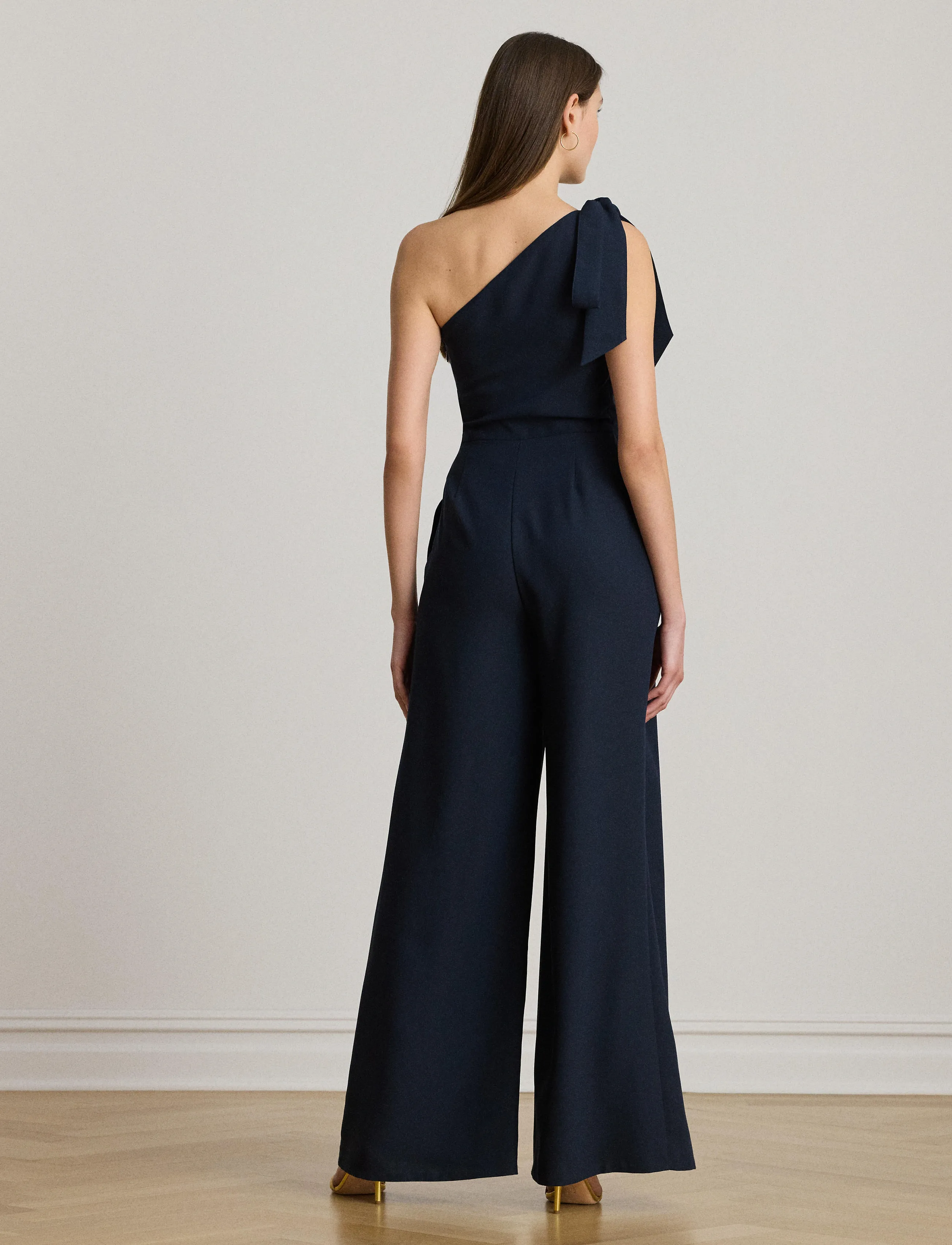 Lauren Ralph Lauren - Bow-Trim Crepe One-Shoulder Jumpsuit - lauren navy - 2