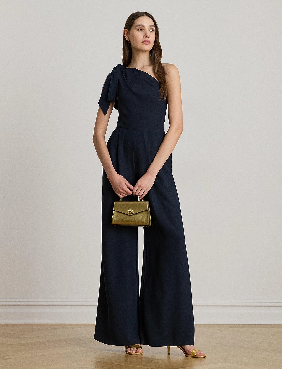 Lauren Ralph Lauren - Bow-Trim Crepe One-Shoulder Jumpsuit - lauren navy - 3