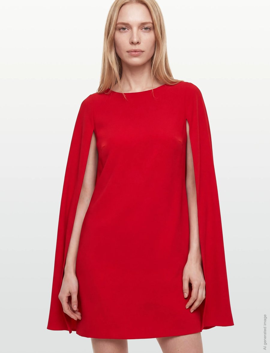 Lauren Ralph Lauren - Cape Georgette Cocktail Dress - juhlamekot - cruise red - 3