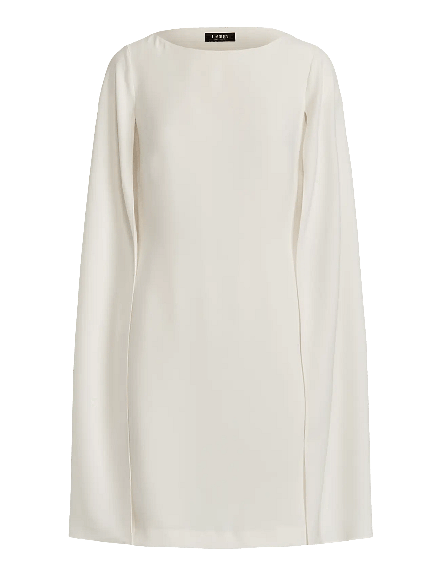 Lauren Ralph Lauren - Cape Georgette Cocktail Dress - robes de fête - mascarpone cream - 1