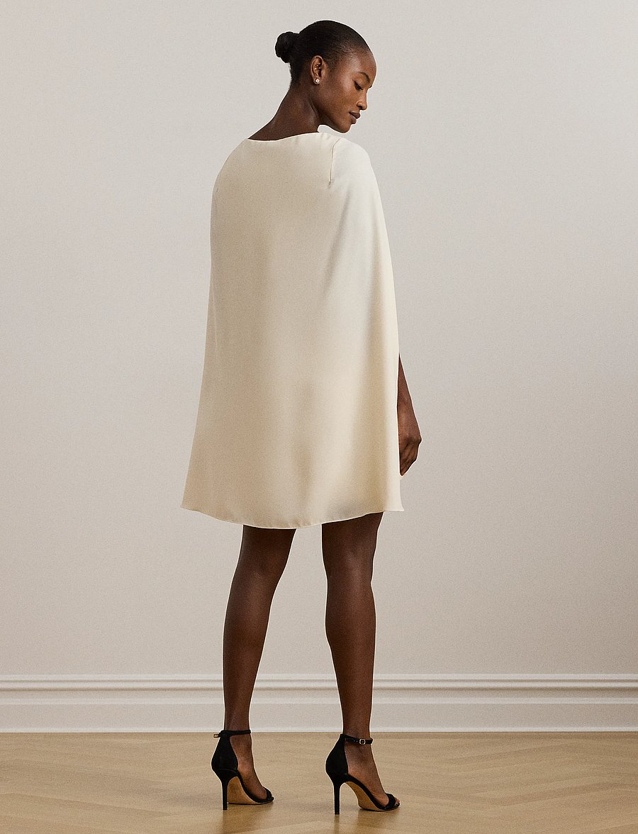 Lauren Ralph Lauren - Cape Georgette Cocktail Dress - robes de fête - mascarpone cream - 2