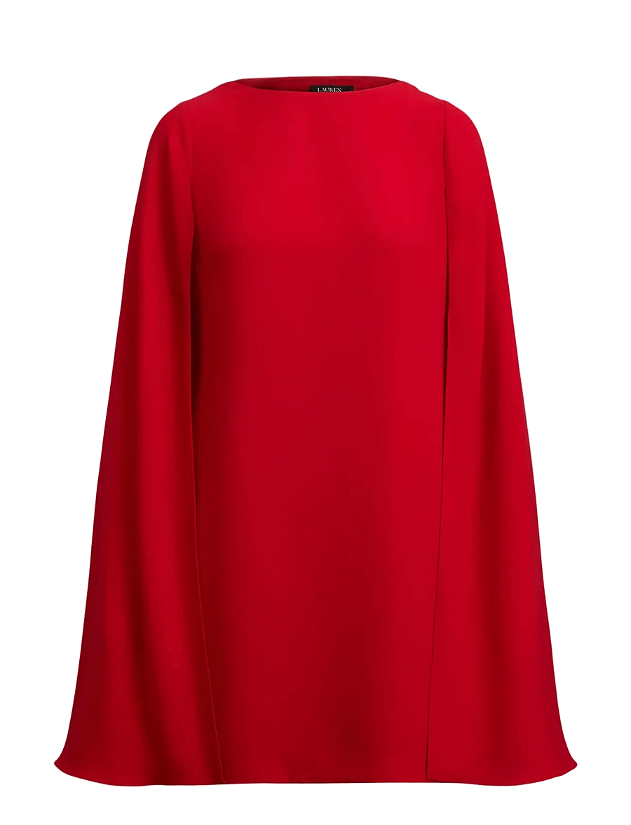 Lauren Ralph Lauren - Cape Georgette Cocktail Dress - robes de fête - ralph red - 1