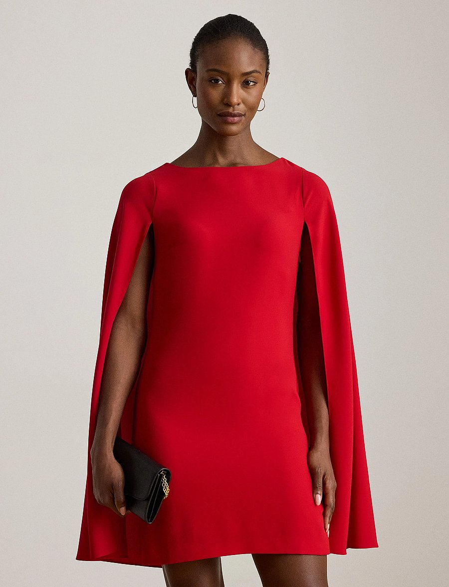 Lauren Ralph Lauren - Cape Georgette Cocktail Dress - robes de fête - ralph red - 0