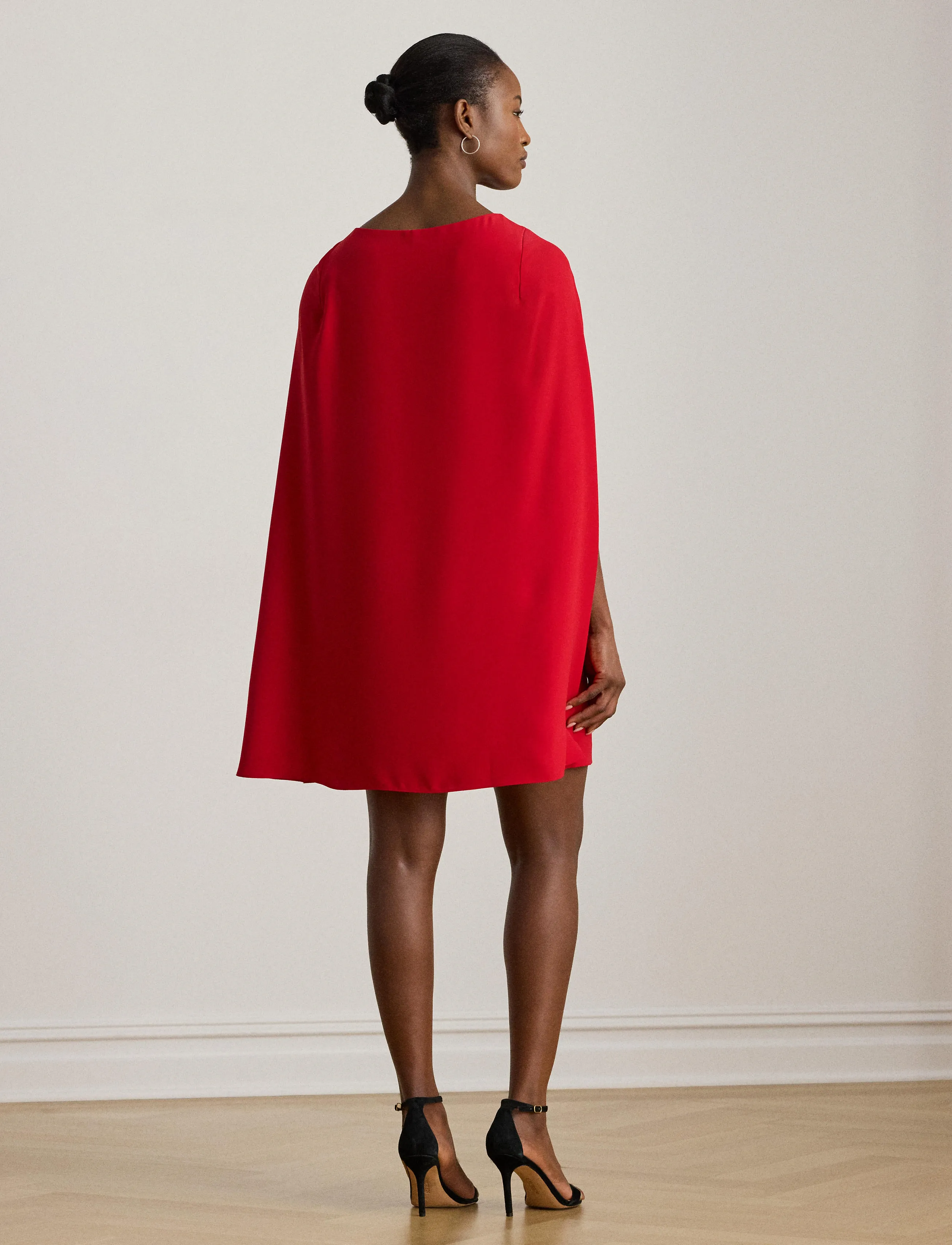 Lauren Ralph Lauren - Cape Georgette Cocktail Dress - robes de fête - ralph red - 2