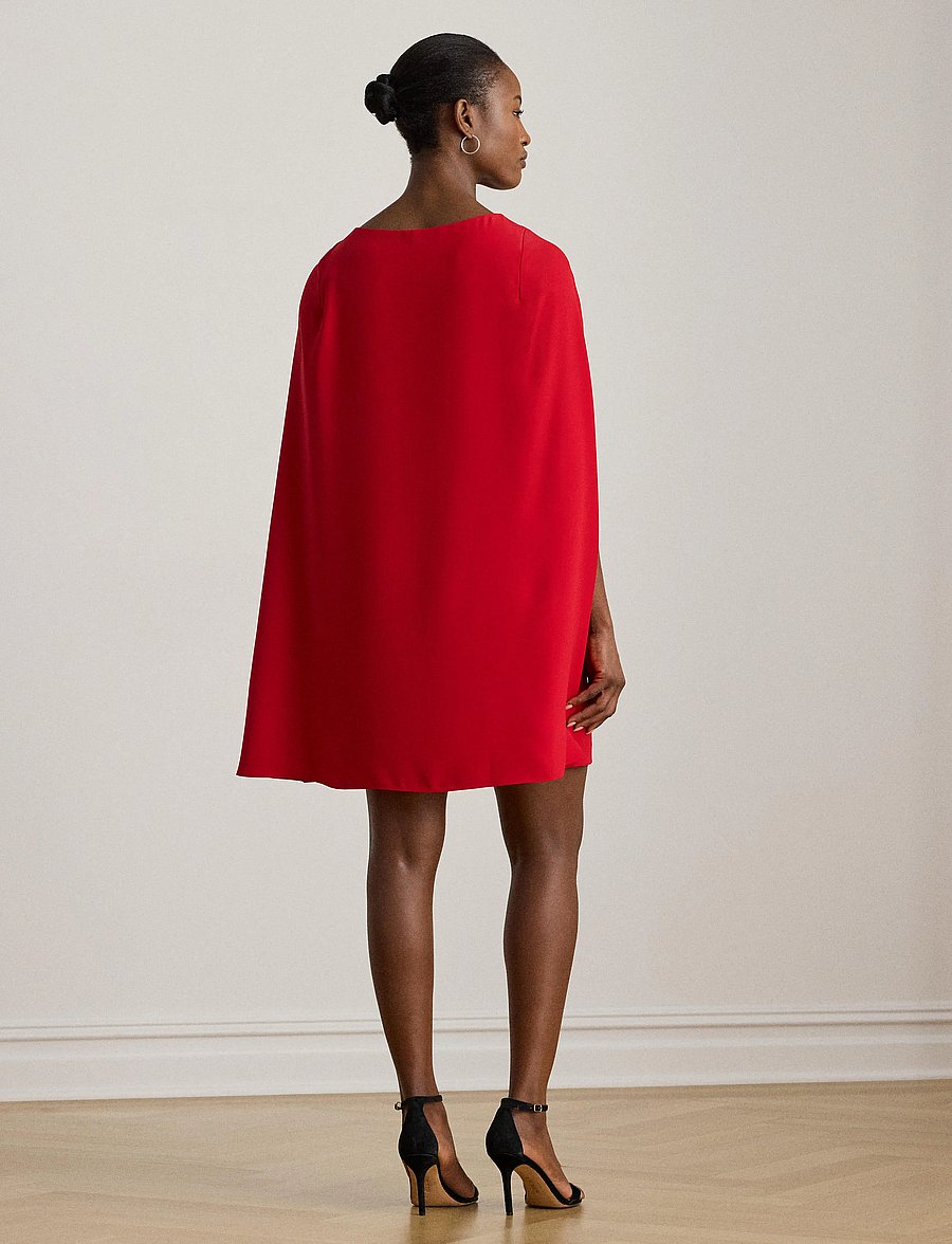 Lauren Ralph Lauren - Cape Georgette Cocktail Dress - robes de fête - ralph red - 2